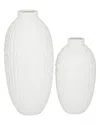 Cosmoliving By Cosmopolitan Set Of 2 Stoneware Modern Vases In White