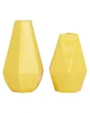 Cosmoliving By Cosmopolitan Set Of 2 Yellow Vases In Yellow