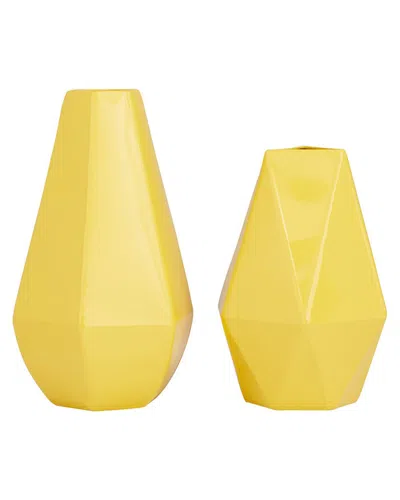 Cosmoliving By Cosmopolitan Set Of 2 Yellow Vases In Yellow