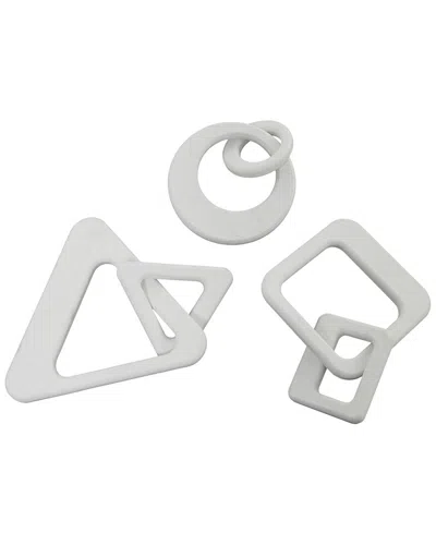 Cosmoliving By Cosmopolitan Set Of 3 Chain Wood Sculpture In White