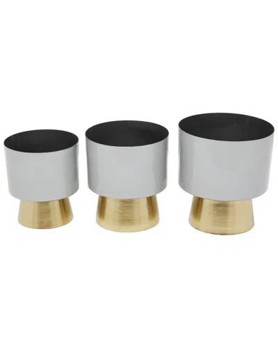 Cosmoliving By Cosmopolitan Set Of 3 Grey Modern Planters