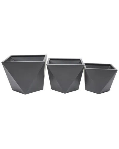 Cosmoliving By Cosmopolitan Set Of 3 Grey Planter In Gray