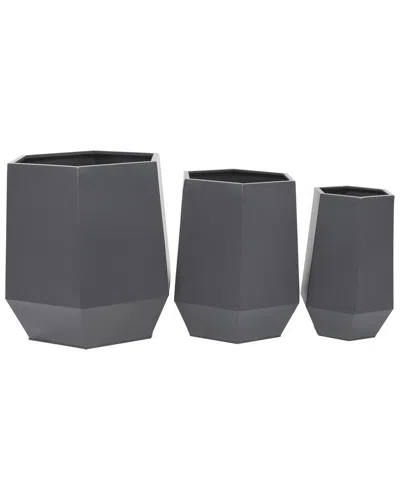Cosmoliving By Cosmopolitan Set Of 3 Grey Planters