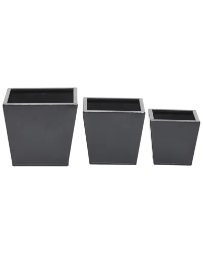 Cosmoliving By Cosmopolitan Set Of 3 Planter In Black
