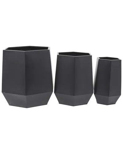 Cosmoliving By Cosmopolitan Set Of 3 Planters In Black