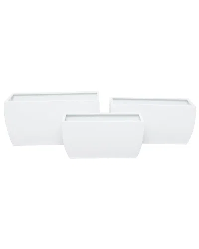 Cosmoliving By Cosmopolitan Set Of 3 Planters In White