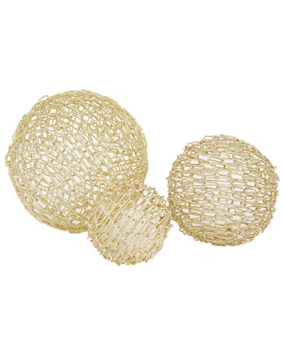 Cosmoliving By Cosmopolitan Set Of 3 Spheres Decor In Brown