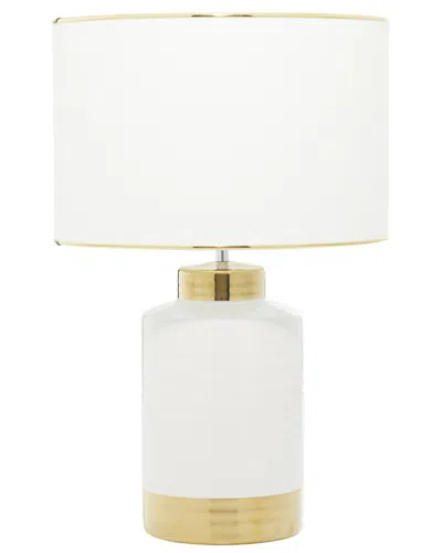 Cosmoliving By Cosmopolitan Traditional Ceramic Gold Table Lamp In White