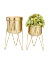 Cosmoliving Metal Planter With Removable Stand Set Of 2 In Gold