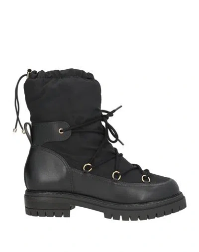 Cosmoparis Woman Ankle Boots Black Size 9 Leather, Textile Fibers