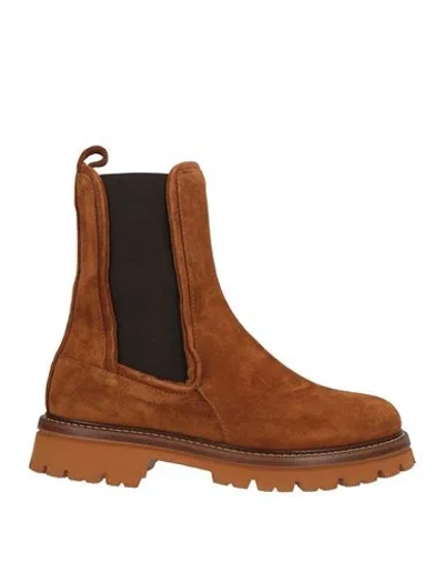 Cosmoparis Woman Ankle Boots Camel Size 9 Leather In Beige