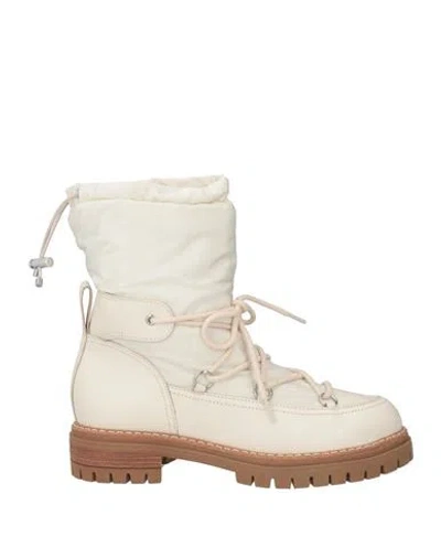 Cosmoparis Woman Ankle Boots Ivory Size 11 Leather, Textile Fibers In White