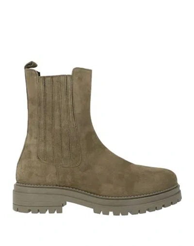 Cosmoparis Woman Ankle Boots Military Green Size 7 Leather