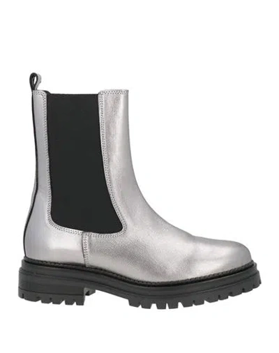 Cosmoparis Woman Ankle Boots Silver Size 10 Leather