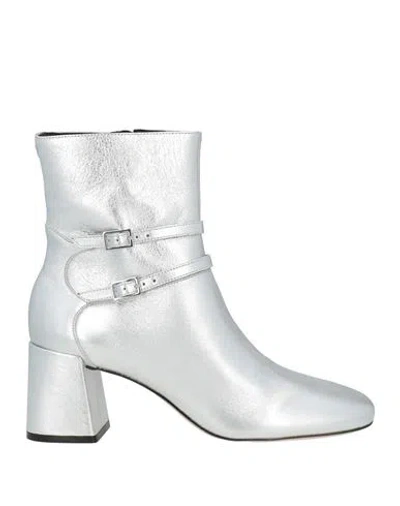Cosmoparis Woman Ankle Boots Silver Size 9 Leather