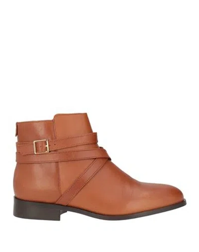 Cosmoparis Woman Ankle Boots Tan Size 11 Leather In Brown