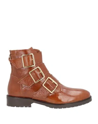 Cosmoparis Woman Ankle Boots Tan Size 9 Leather In Brown