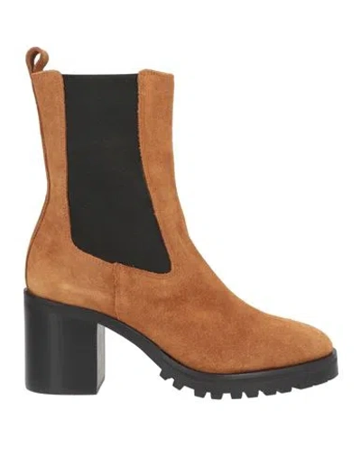 Cosmoparis Woman Ankle Boots Tan Size 9 Leather In Brown
