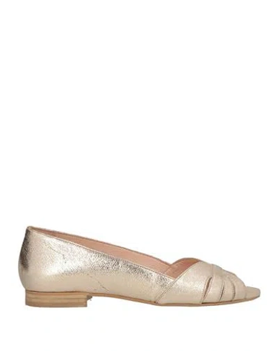 Cosmoparis Woman Ballet Flats Gold Size 9 Leather