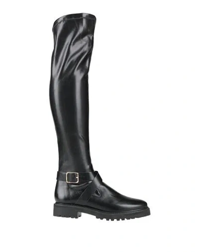 Cosmoparis Woman Boot Black Size 9 Leather, Synthetic Material In Multi