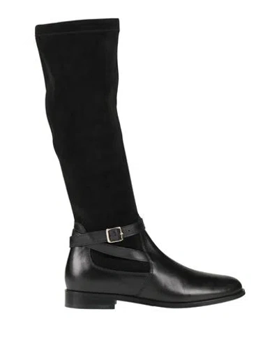Cosmoparis Woman Boot Black Size 9 Leather, Textile Fibers