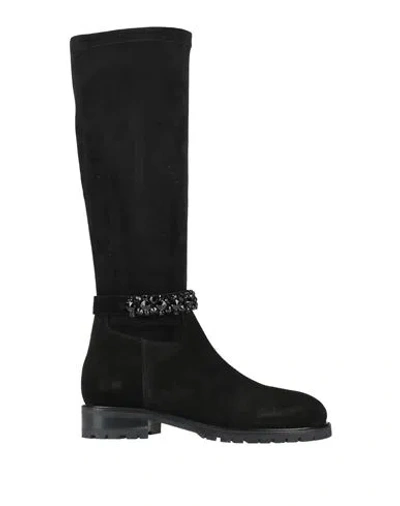 Cosmoparis Woman Boot Black Size 9 Leather, Textile Fibers