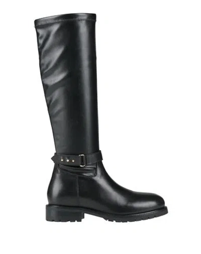 Cosmoparis Woman Boot Black Size 9 Leather, Textile Fibers