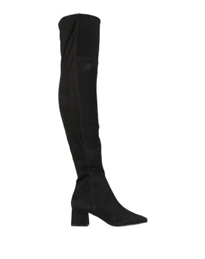 Cosmoparis Woman Boot Black Size 9 Leather, Textile Fibers