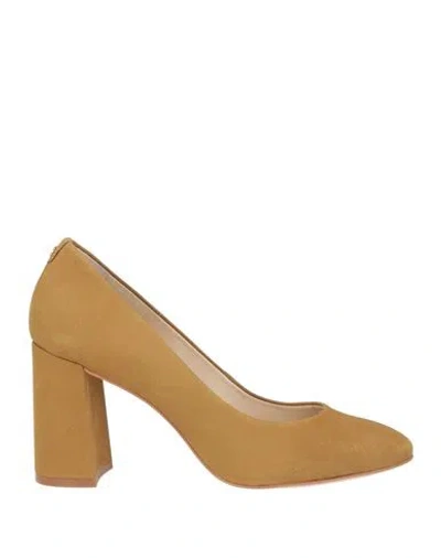 Cosmoparis Woman Pumps Khaki Size 9 Leather In Multi