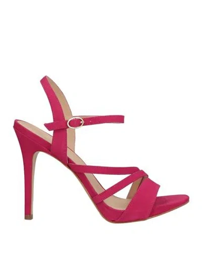 Cosmoparis Woman Sandals Fuchsia Size 7 Leather In Pink