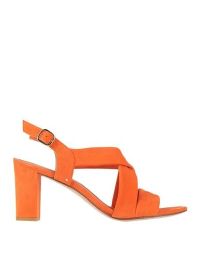 Cosmoparis Woman Sandals Orange Size 7 Leather