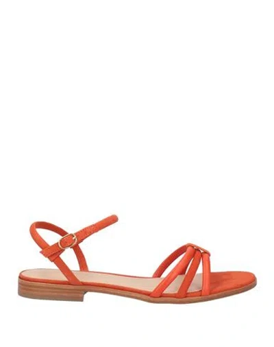 Cosmoparis Woman Sandals Orange Size 8 Leather