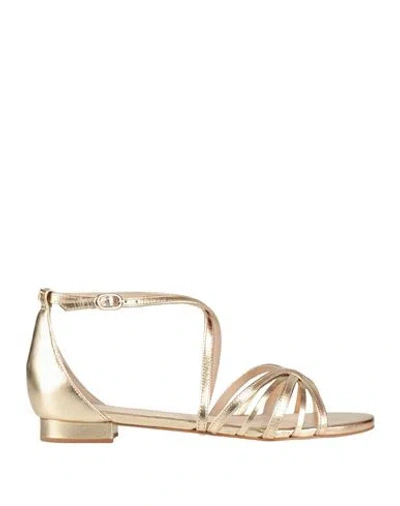 Cosmoparis Woman Sandals Platinum Size 8 Leather In Gold