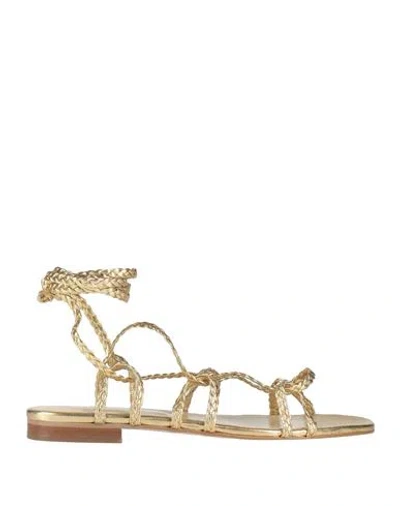 Cosmoparis X Maison Stella & Suzie Woman Sandals Gold Size 8 Leather