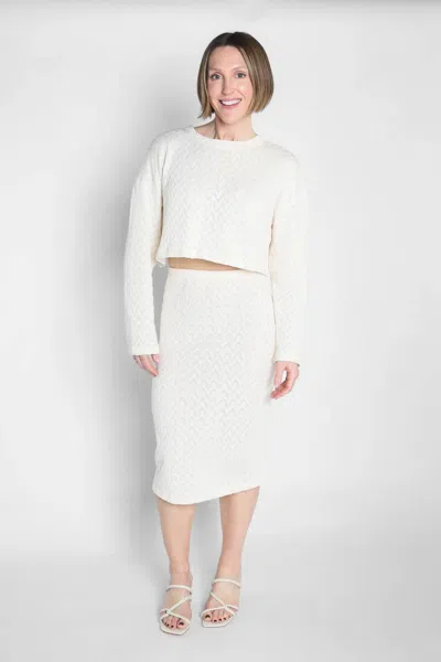 Cossac Crochet Midi Skirt In Ecru In White