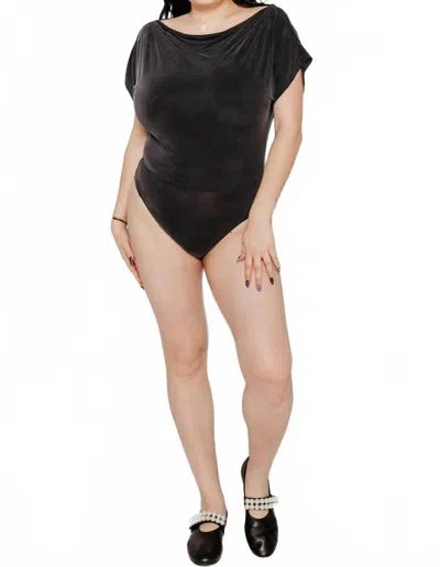 Cossac Drape Bodysuit In Slate Black