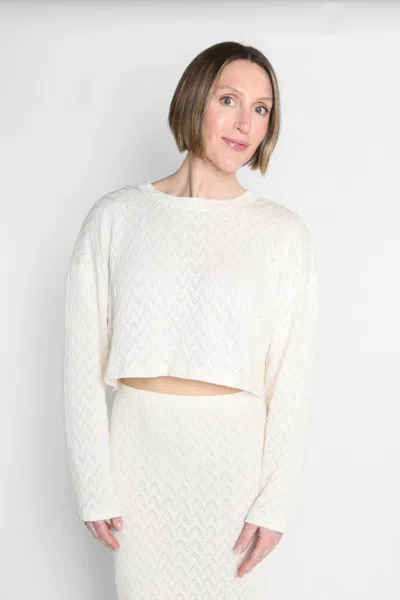 Cossac Long Sleeve Crochet Top In Ecru In White
