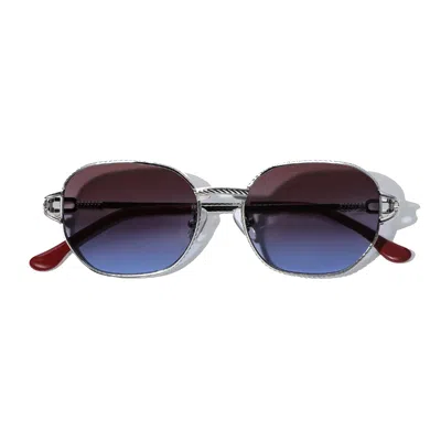 Cossino Men's Blue / Purple / Silver Bleu Violet Metal Sunglasses