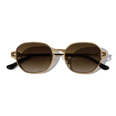 Cossino Men's Gold / Brown Jean Brun Metal Sunglasses