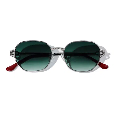Cossino Women's Green / Red / Silver Sarcelle En Cote Metal Sunglasses