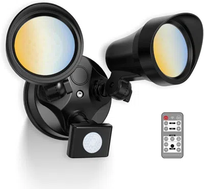 Cossio Led Security Lights Motion Sensor, 25w 2000lm Flood Lights Outdoor Motion Sensor With Remote, Dimmab In Black