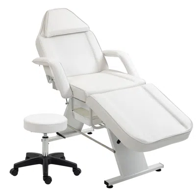 Cossio Massage Salon Tattoo Chair With Two Trays Esthetician Bed With Hydraulic Stool,multi-purpose 3-secti In White