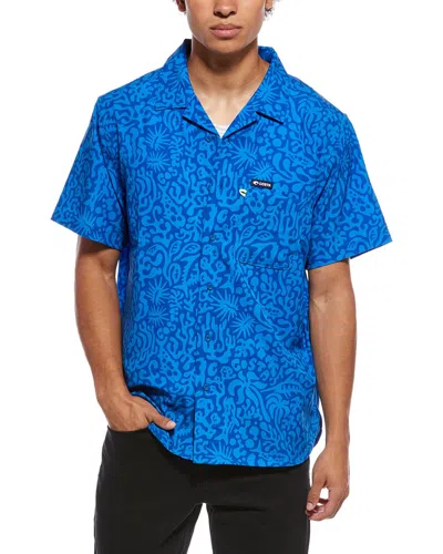 Costa Apparel Camp Tech Woven Printed Shirt In Blue