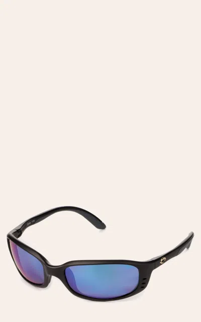 Costa Brine Matte Black Frames & Blue Mirror Lens Polarized Sunglasses