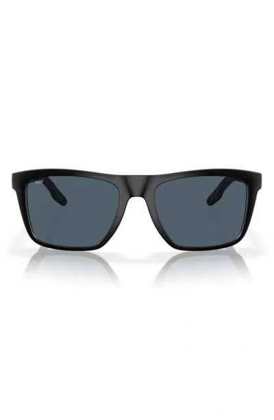 Costa Del Mar 55mm Polarized Rectangular Sunglasses In Matte Black/gray