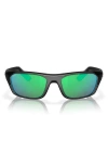 Costa Del Mar 57mm Polarized Rectangular Sunglasses In Matte Black/green Mirror 580g