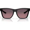 Costa Del Mar 57mm Polarized Rectangular Sunglasses In Matte Black/rose 580g