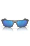 Costa Del Mar 57mm Polarized Rectangular Sunglasses In Matte Gray/blue Mirror 580g