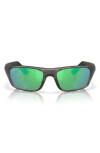 Costa Del Mar 57mm Polarized Rectangular Sunglasses In Matte Tortoise/green 580g