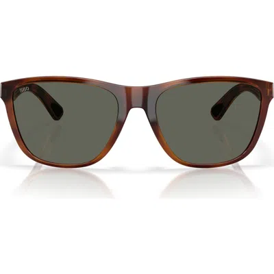 Costa Del Mar 57mm Polarized Rectangular Sunglasses In Tortoise/gray 580g
